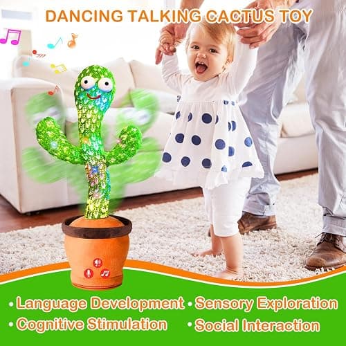 Rechargeable Dancing Talking Cactus Toy, Singing Cactus Baby Toy That Talks Back, Educational Baby Toys 18 months+ w/ 51 English Songs, Toddler Easter Basket Stuffers, Easter Gifts for Kids, Infant thumbnail 5
