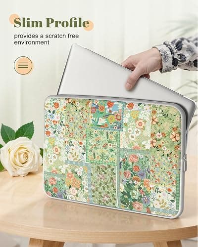 iCasso Laptop case 13 inch for MacBook Air 13-13.6 inch,Aesthetic Laptop Sleeve for MacBook Pro 13 inch 14 inch, Slim Protective Travel Carrying Case Sleeve for 13 inch Chrome, HP, Dell,Green Puzzle thumbnail 3