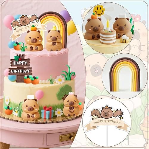 Capybara Cake Toppers Mini Blowfish Party Supplies for Capybara Birthday Party Supplies Shower Favors thumbnail 7