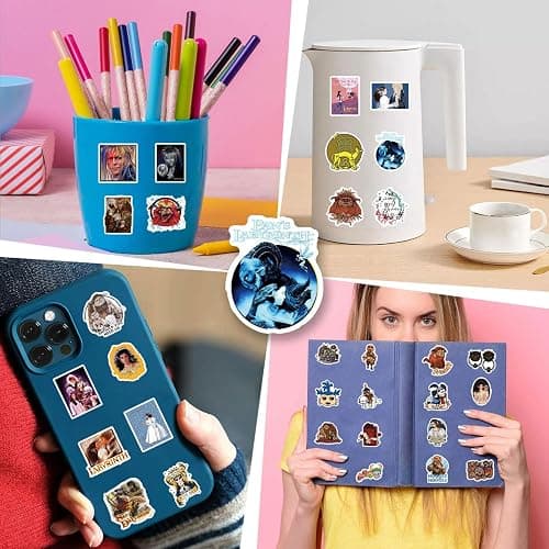 62Pcs Labyrinth Stickers Pack, Aesthetic Vinyl Waterproof Decals for Water Bottle,Laptop,Phone,Skateboard,Scrapbooking,Bumper Decor for Kids Teens Adults Fans for Party Supply Decor thumbnail 7