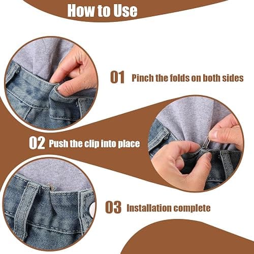 Tucnoeu 30pcs Pant Waist Tightener Metal Clips for Loose Jeans, Reusable Waist Cincher Clip, Adjustable Pant Clips for Waists Tightener, No Sewing Required (Gold, Silver, Gunmetal) thumbnail 7