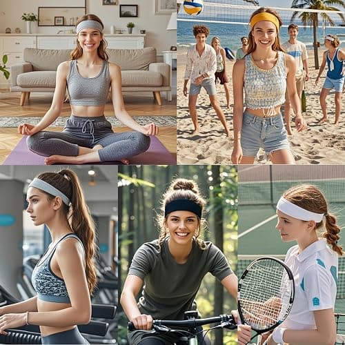9Pcs Headbands for women Non Slip Headband, Soft Elastic Hair Bands for Women's Hair, Fashion Cotton Cloth Stretchy Sweat Bands Headbands for Sports, Makeup, Gym, Running, Yoga, Workout (9Colors-A) thumbnail 7