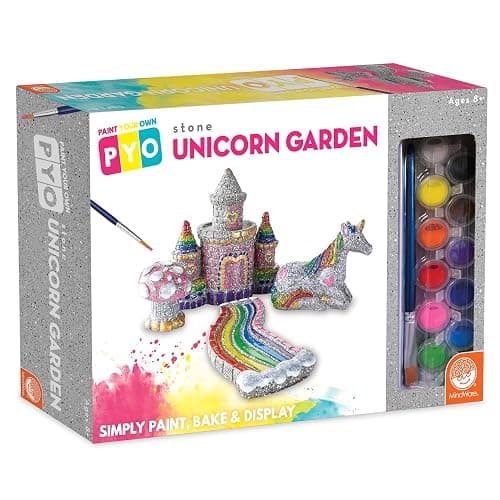 MindWare Paint Your Own Stone Unicorn Garden – Weather-Resistant Garden Rocks Paint Kit for Kids – Includes Paint, Brushes and Instructions – Ages 8 and Up - Image 1