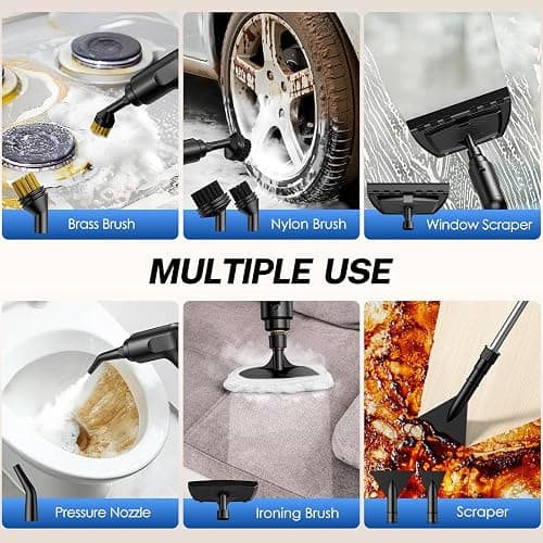 ODSD Steam Cleaner for Home & Car, 3-Level Adjustable Steamer for Cleaning, 15s Heat-Up & 1.6L Large Tank, Handheld Steam Cleaner for Car Detailing, Home, Tile, Grout,Furniture with 15pcs Accessories thumbnail 7
