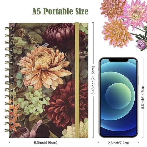4 Pack Spiral Notebook, A5 Lined Journal for Women, College Ruled 160 Pages | Hardcover Spiral Bound Journal with 2 Pockets, Cute Notebook for Office School Supplies Daily Note Taking Gifts, 6.3" x 8.46" thumbnail 3