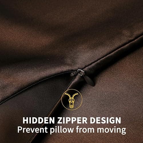 ZIMASILK 100% Pure Mulberry Silk Pillowcase for Hair and Skin Health,Soft and Smooth,Both Sides Premium Grade 6A Silk,600 Thread Count,with Hidden Zipper,1pc(Standard 20''x26'',Chocolate) thumbnail 8