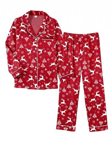 Ekouaer Satin Silk Pajamas for Women Button Down Long Sleeve PJs Set | Classic Silky Pijamas de Mujer, Notch Collar Lounge Sets with Pockets, Fall Winter - Image 1