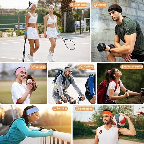 DiyJibb Headbands for Women, Stretchy Non Slip Soft Cotton Cloth Hair Bands for Sports, Workout, Yoga and Running, 7pcs thumbnail 4