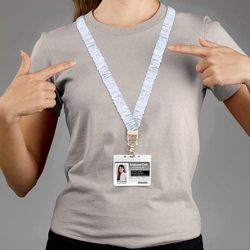 MyfavoriteK Stylish Scrunchie Lanyard for ID Badges Cute Neck Stretchy Lanyard for Keys Retractable Keychain Holder thumbnail 5
