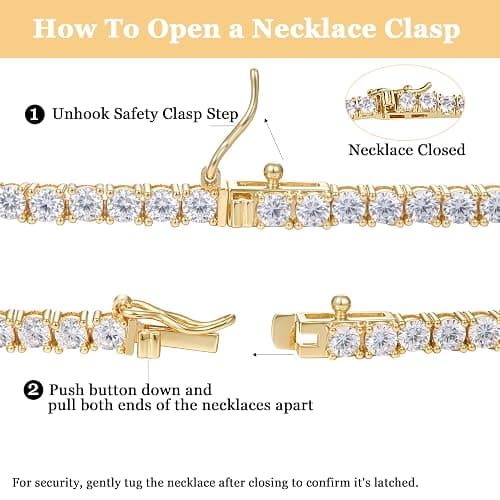 Gemsme 4.0mm CZ Tennis Necklace, 18K White/Yellow Gold Plated 4.0mm Round Cubic Zirconia Classic Tennis Necklace 16-24 Inches thumbnail 2