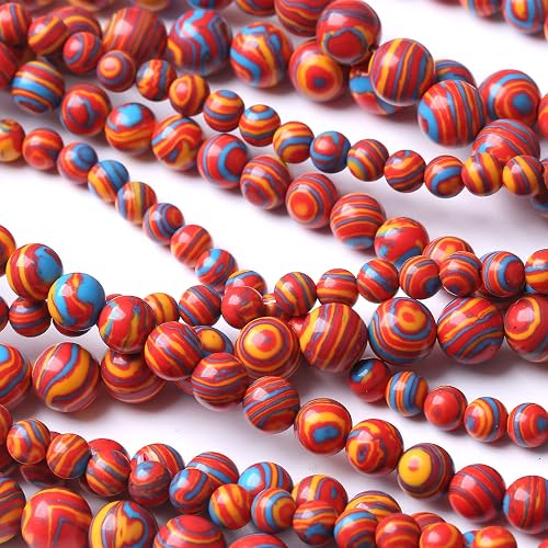 45PCS 8MM Beads Red Malachite Beads Round Loose Beads Natural Gem Beads for Jewelry Making 15" thumbnail 5