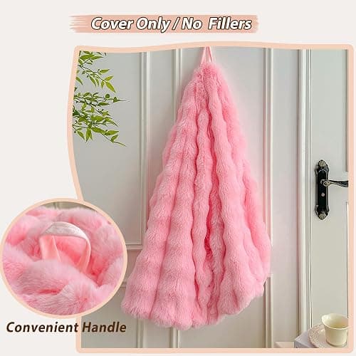 LIFEREVO Kids Fluffy Faux Rabbit Fur Bean Bag Chair Cover (No Filler), Soft Luxury Fuzzy Stuffed Animal Storage Bubble Bean Bag for Plush Toys, Cute Shaggy Furry Beanbag Cover Kids Girls Adults, Pink thumbnail 4