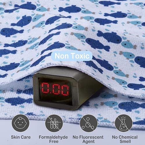 Viviland Baby Washcloths, Super Soft Baby Towels Care for Baby's Sensitive Skin, 24 Pack Kids Body Wash Face Cloth for Baby Boy, Bath Towel for Newborn and Infants, Dark Blue-Whale Pattern 9 x 9 inch thumbnail 5