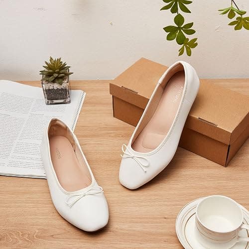 AFEETSING Women's Round Toe Ballet Flats Comfortable Bow Dressy Flats Shoes for Women thumbnail 2