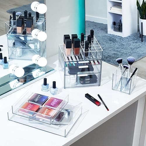 iDesign The Sarah Tanno Collection Plastic Lipstick Organizer, 8" x 4" x 2", Clear - Lipstick Organizer thumbnail 7