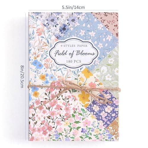 180 Sheets Vintage Floral Scrapbook Paper - 9 Themes Aesthetic Small Flowers Pattern, Decorative Craft DIY Paper Kit for Bullet Journal, Junk Journal Supplies, Collage, Cardmaking 5.5x8 Inch thumbnail 2
