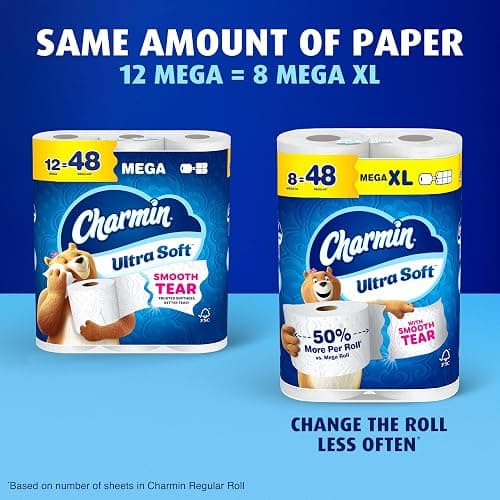 Charmin Ultra Soft Toilet Paper, 12 Mega Rolls = 24 Regular Rolls, 2-ply Bath Tissue thumbnail 7