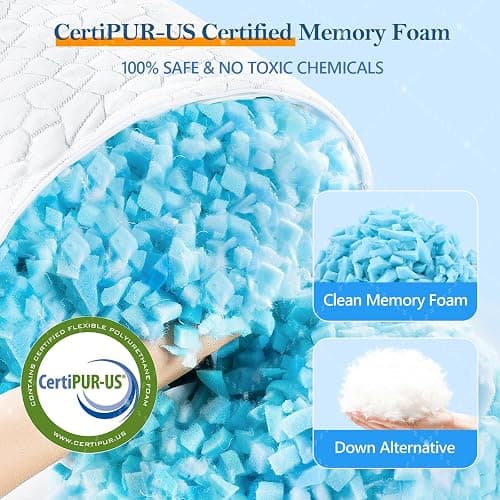 SUPA MODERN Cooling Pillow Queen Size Set of 2, CertiPUR-US Shredded Memory Foam Pillows for Sleeping, Cool Bed Pillows for Hot Sleepers, Adjustable Firm Pillow for Side,Back,Stomach Sleepers thumbnail 3