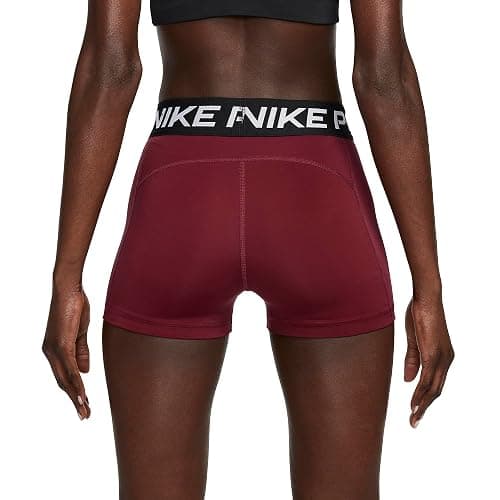 Nike Women's Pro 3in Training Shorts (US, Alpha, Small, Regular, Regular, Dark Beetroot/White/Black) thumbnail 3