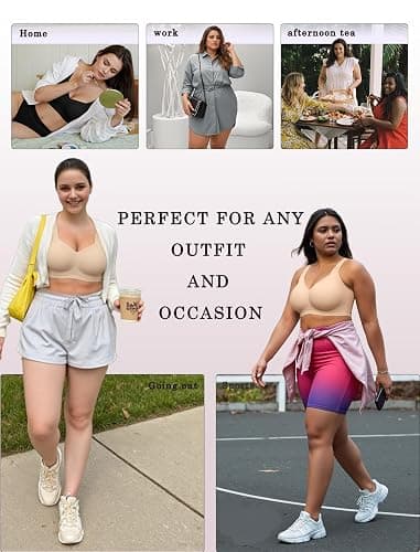 OEAK Womens Wireless Jelly Bra Plus Size Supportive Seamless Bras Full Coverage Push Up Comfortable No Underwire Tshirt Bras thumbnail 5
