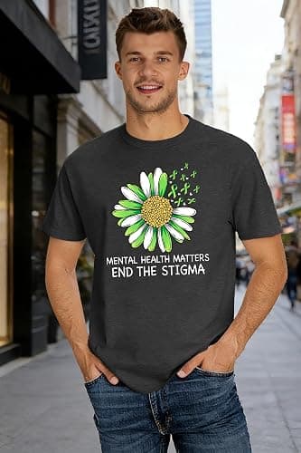 Mental Health Shirt for Men Mental Health Matters Awareness Shirts End The Stigma Short Sleeve Tees Tops thumbnail 3