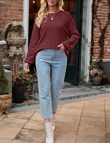 MEROKEETY Sweaters for Women 2025 Fall Winter Oversized Pullover Crew Neck Long Sleeve Heathered Knit Sweater thumbnail 8