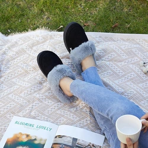 NineCiFun Women's and Men's Memory Foam House Slippers, Faux Fur Lined Indoor Fuzzy Slippers with No-slip Sole, Slip on Suede Home Shoes, Warm Winter Gift for Women & Men thumbnail 3