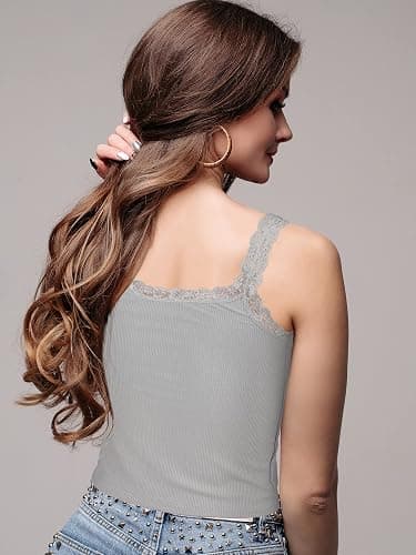 Sintege Women's Lace Patchwork Tank Top Lace Camisole Tank Sleeveless Cami Crop Y2k Tops thumbnail 3