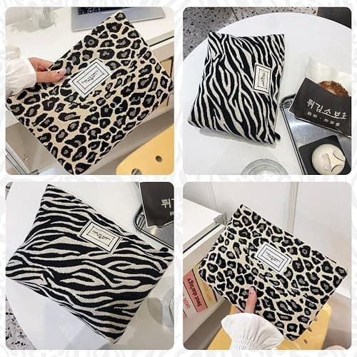 Sunolkie 2 Pack Makeup Bag for Women, Travel Cosmetic Pouch with Zebra Print & Leopard Print Design, Zipper Beauty Case, Toiletry Makeup Organizer for Women & Girls thumbnail 5