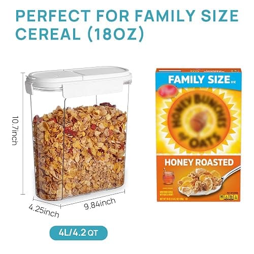 Vtopmart Cereal Containers Set, 3 PCS Airtight Food Storage Container with Flip-Top Lids, Plastic Organizer Dispenser for Kitchen, Pantry Organization (135.2oz/4L) thumbnail 3