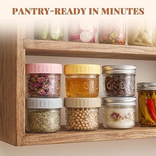 CycleMore 4oz Sunflower Glass Jars 12-Pack with 2 Types of Airtight Lids | Canning Jars With 12 Metal Split + 12 Colorful Plastic Lids. For Jams, Wedding Favors, DIY gifts. Dishwasher Safe BPA-Free thumbnail 8