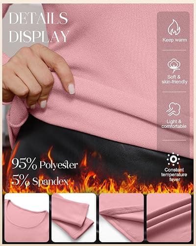 Ficerd 3 Pack Women's Plus Size Thermal Shirts Fleece Lined Scoop Neck Long Sleeve Tops Fitted Winter Base Layer Underwear thumbnail 5