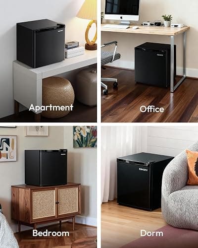 EUHOMY 1.7 Cu.Ft Mini Fridge, Reversible Single Door Compact Refrigerator, Adjustable Thermostat, Energy Saving, Mini Fridge for Bedroom, Office, Dorm, Black thumbnail 9