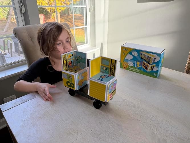 CreateOn “Sesame Street” Toy, Magnetic Kids’ Building Toys from “Sesame Street” Books, School Bus Magnet Tiles, Educational Toys for Ages 3+, 15 Pieces thumbnail 2