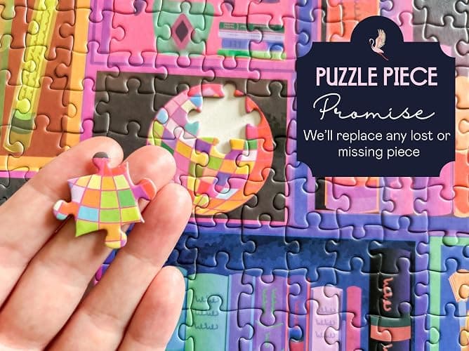 Elena Essex 1000 piece Jigsaw Puzzles for Adults - Bookshelf, Jigsaw Puzzles for Adults 1000, Adult Jigsaw Puzzles 1000 Pieces, Colourful Books Cat Flower Rainbow Puzzle, Size 70x50cm thumbnail 5