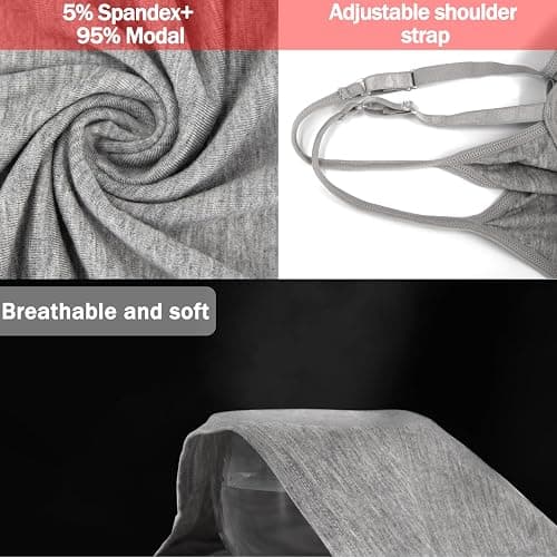 BQTQ 5 Pcs Women's Camisole Tank Tops Spaghetti Strap Basic Undershirts | Adjustable Spaghetti Straps Camisoles Slim Fit Basic Vest Tops for Women, Soft Seamless Layering Tops for Everyday Wear thumbnail 5