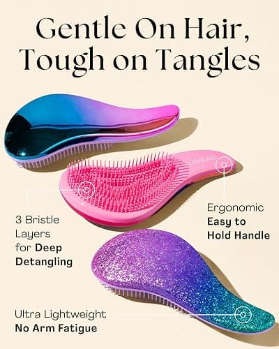 Lily England Teen Girl Gifts Trendy Stuff - Gentle Detangler Hair Brush for Curly, Thick, Straight & Natural Hair - Attractive Gift for Teen Girls with Flexible Bristles for Wet & Dry Hair, Rose-Gold thumbnail 6