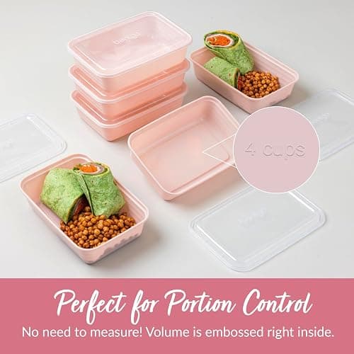 Bentgo Prep - 20-Piece 1-Compartment Reusable Meal Prep Containers with Lids, PFAS & BPA Free Materials, Durable, Microwave, Freezer, & Dishwasher Safe To Go Food Storage (Blush Pink) thumbnail 7