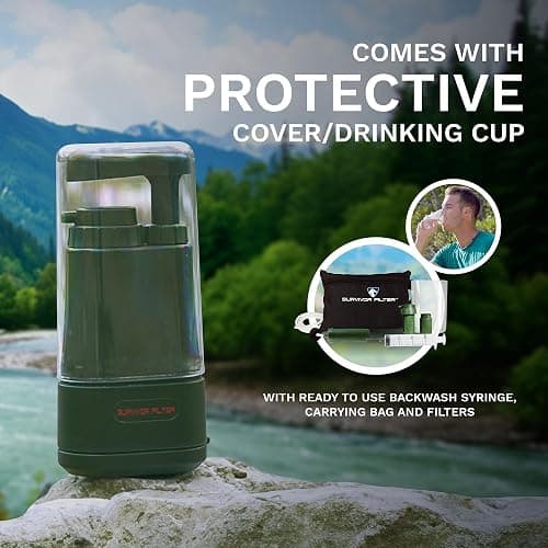 Survivor Filter PRO Portable Water Filter for Camping, Survival & Emergency | USA tested 3-stage 0.01 micron hand pump purifier, virus/bacteria/parasite & heavy metal removal, BPA-free, backpacking thumbnail 8