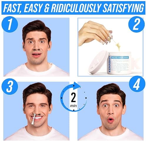 KENASHII Nose Wax Kit | 100 g Wax, 24 Applicators | Hair Removal Kit for Men and Women | Includes Balm Wipes and Mustache Guards | Lasts up to 5 Weeks thumbnail 2