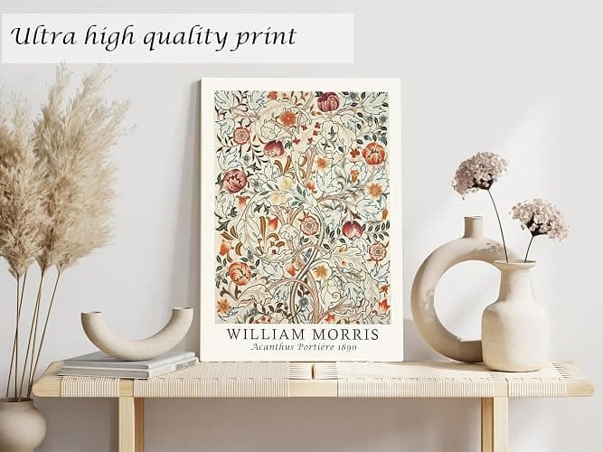 Induslyfe Framed Flower Wall Art Canvas Decor Set of 3, William Morris Wall Art Framed Prints Posters Mid Century Modern Art, Aesthetic Floral Botanical wall art for bedroom living room bathroom 12x16 thumbnail 4