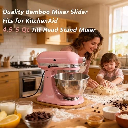 Bamboo Mixer Slider Compatible with KitchenAid 4.5-5 Qt Tilt-Head Stand Mixer, Appliance Sliding Mat Accessories for Kitchen Aid, Countertop Moving Tray Attachments Fits for KitchenAid Artisan thumbnail 2