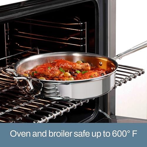 All-Clad D3 3-Ply Stainless Steel Sauté Pan 4 Quart Induction Oven Broiler Safe 600F Pots and Pans, Cookware Silver thumbnail 6