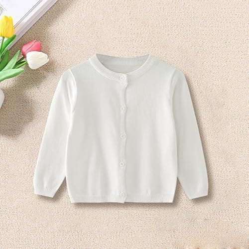 Girls Knitted Cardigan Jumper Kids Plain Knit Sweater Long Sleeve Button Down Jumpers Baby Soft Warm Knitwear Multi Color Preppy Top Fall Winter thumbnail 2