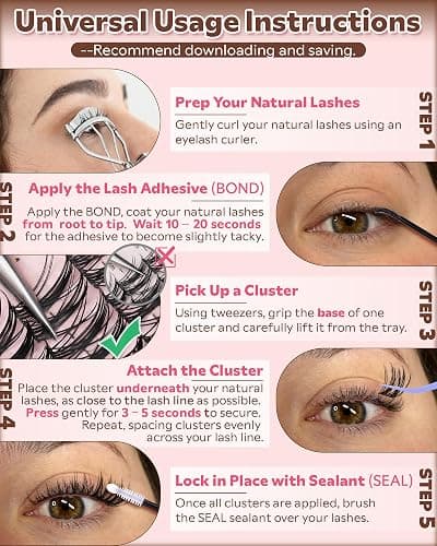 Manga Lash Clusters Kit Natural Wispy Cluster Eyelash Extensions Kit 180 Pcs Fairy C Curl Cluster Lashes 10-16mm Fluffy Lash Extensions Kit Anime Cosplay No Plastic Feel Individual Lash thumbnail 7