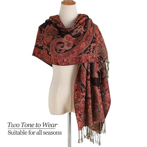 DiaryYomi Pashmina Rave Scarf Women/Men Soft Silky Paisley Pattern Pashmina Shawl Wrap for Evening Dresses Travel thumbnail 2