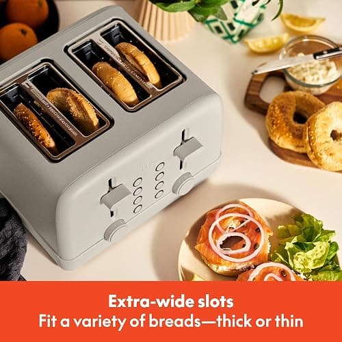 bella 4 Slice Toaster, 6 Setting Shade Control with Reheat & Cancel Buttons, Removable Crumb Tray, Anti Jam & Auto Shutoff, 900 Watt, Oatmilk thumbnail 2
