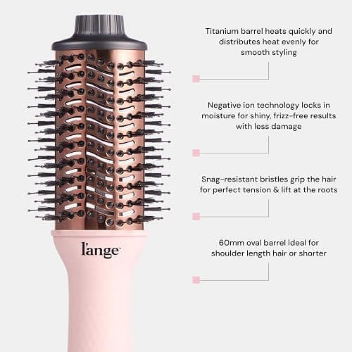 L'ANGE HAIR Le Volume 2-in-1 Titanium Blow Dryer Brush | Hot Air Brush for Hair Drying & Styling | Ionic Oval Barrel for Smooth, Frizz-Free Volume | (Blush – 60mm) thumbnail 3