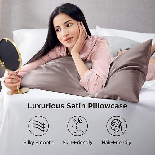 Bedsure Satin Pillowcases Queen Set of 2, Silky Pillow Cases, Dusty Rose | Similar to Silk Pillow Cases, Decorative Covers, Room Decor, Gifts for Women Men, Envelope Closure, For Hair Skin, 20" x 30" thumbnail 3