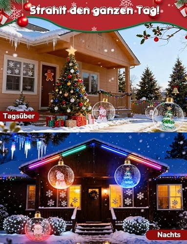 Aufblasbare Weihnachtskugel - 60CM Groß Weihnachtskugeln Outdoor, Beleuchteter Aufblasbarer Weihnachtsball mit Erdspieß, Weihnachtsdekoration für den Außenbereich für Hof Garten thumbnail 3